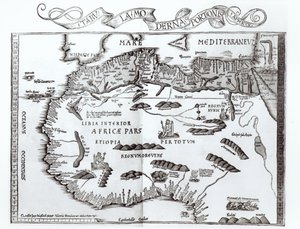 Mapa representando o norte da África, de um atlas por Ptolomeu, 1ª metade do século XVI